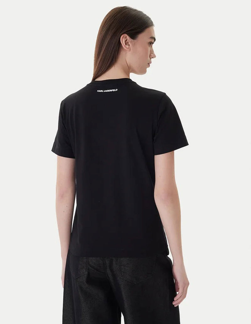 Camiseta Karl Lagerfeld con Logo Negra Mujer