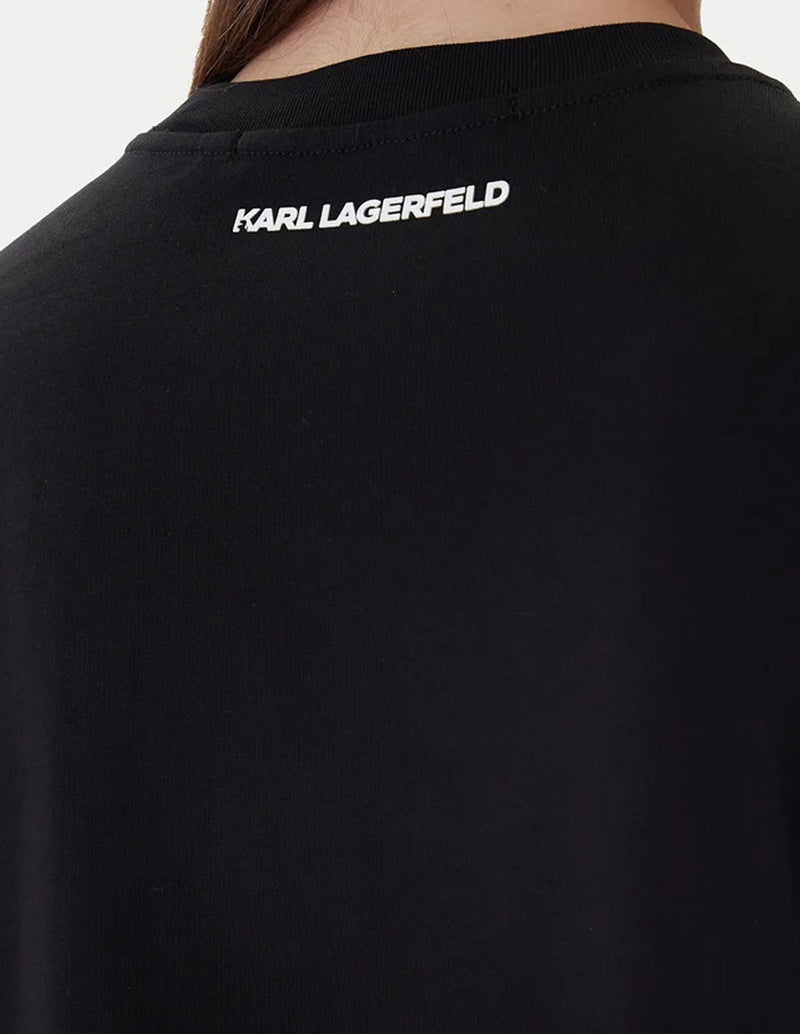 Camiseta Karl Lagerfeld con Logo Negra Mujer