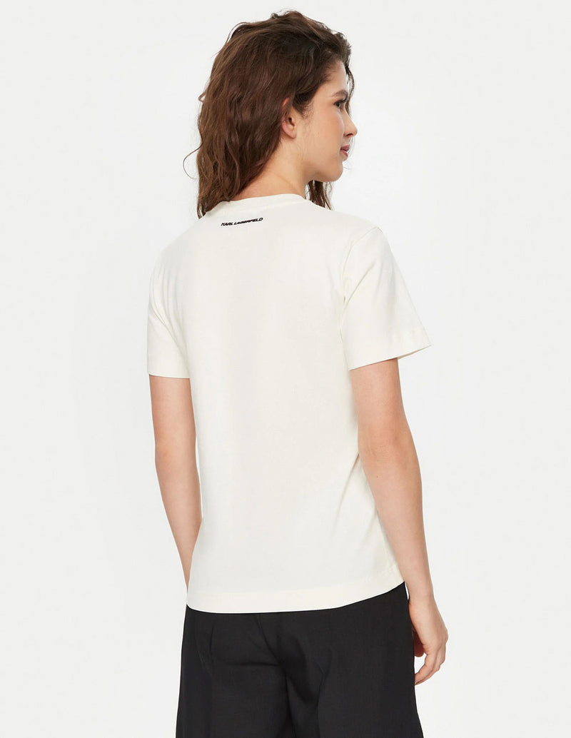 Camiseta Karl Lagerfeld con Logo Beige Mujer