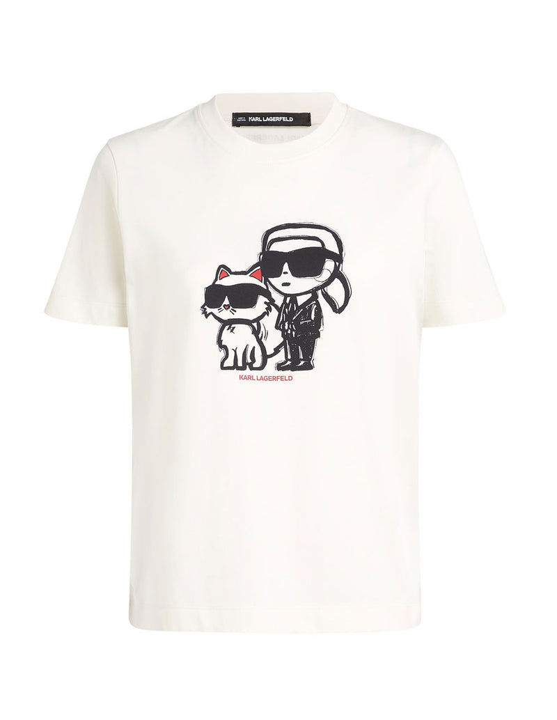 Camiseta Karl Lagerfeld Ikon Choupette Beige Mujer