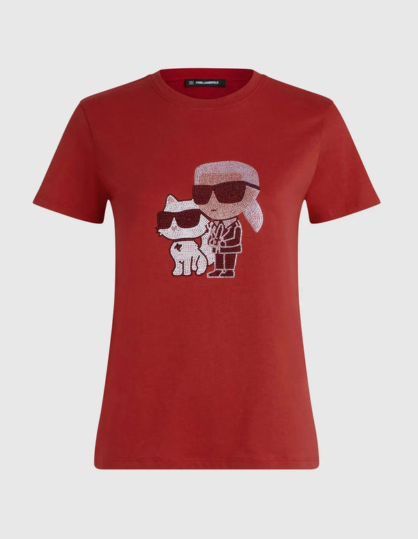 Camiseta Karl Lagerfeld con Logo Roja Mujer