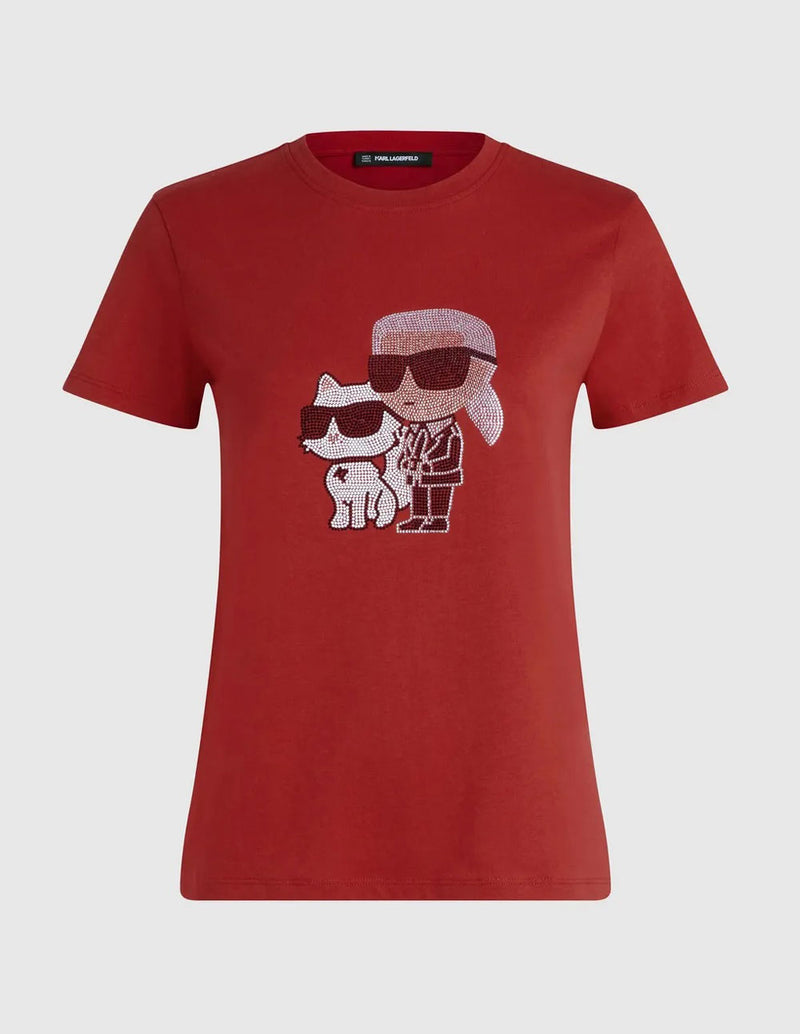 Camiseta Karl Lagerfeld con Logo Roja Mujer