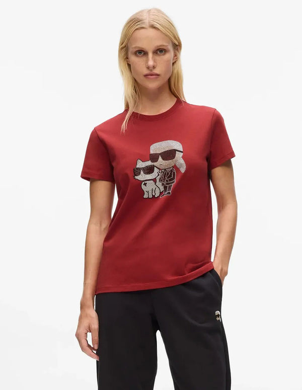 Camiseta Karl Lagerfeld con Logo Roja Mujer
