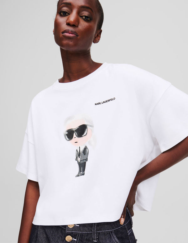 Camiseta Karl Lagerfeld de Corte Cuadrado Ikon Blanca Mujer