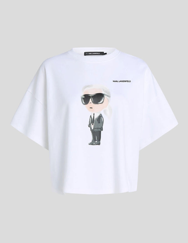 Camiseta Karl Lagerfeld de Corte Cuadrado Ikon Blanca Mujer