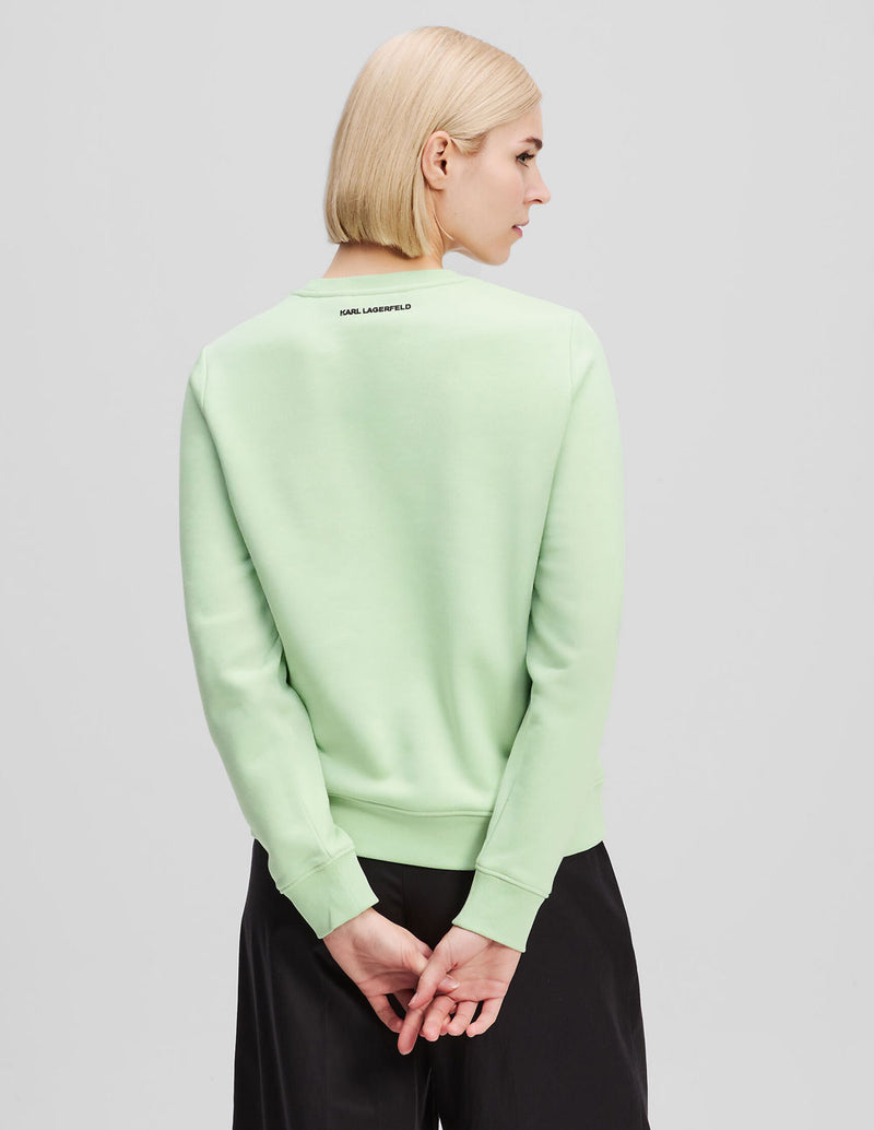 Sudadera Karl Lagerfeld con Pedreria de Karl y Choupette Ikon Verde Mujer