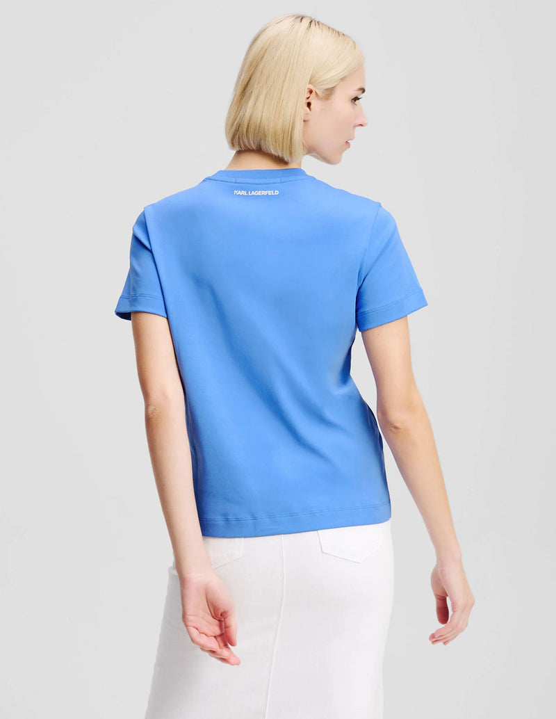 Camiseta Karl Lagerfeld Efecto Acuarela Ikon Choupette Azul Mujer