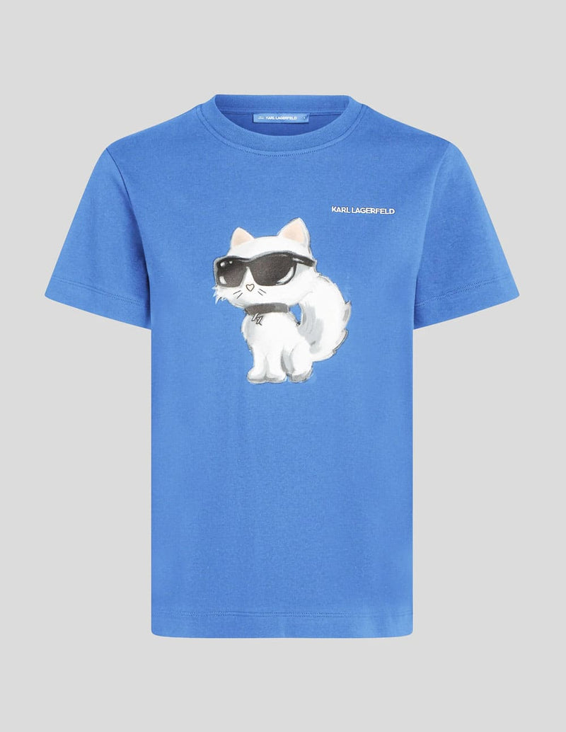 Camiseta Karl Lagerfeld Efecto Acuarela Ikon Choupette Azul Mujer
