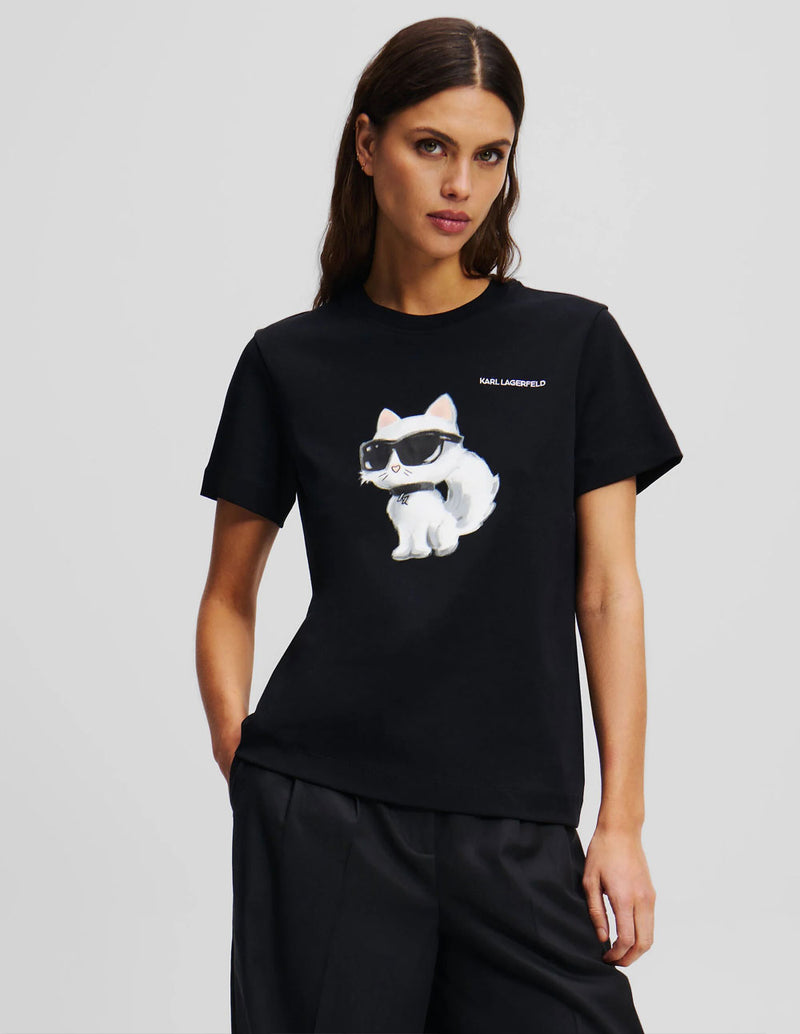 Camiseta Karl Lagerfeld Efecto Acuarela Ikon Choupette Azul Mujer