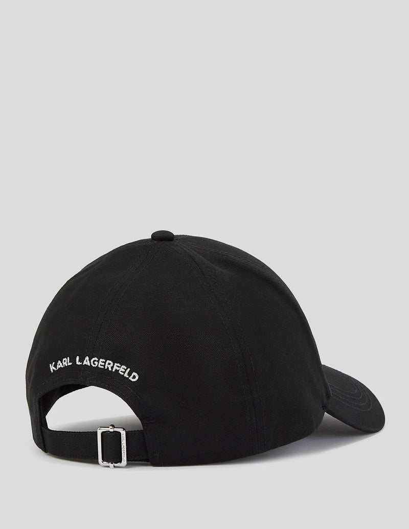 Gorra Karl Lagerfeld con Pedreria Ikon Negra Mujer