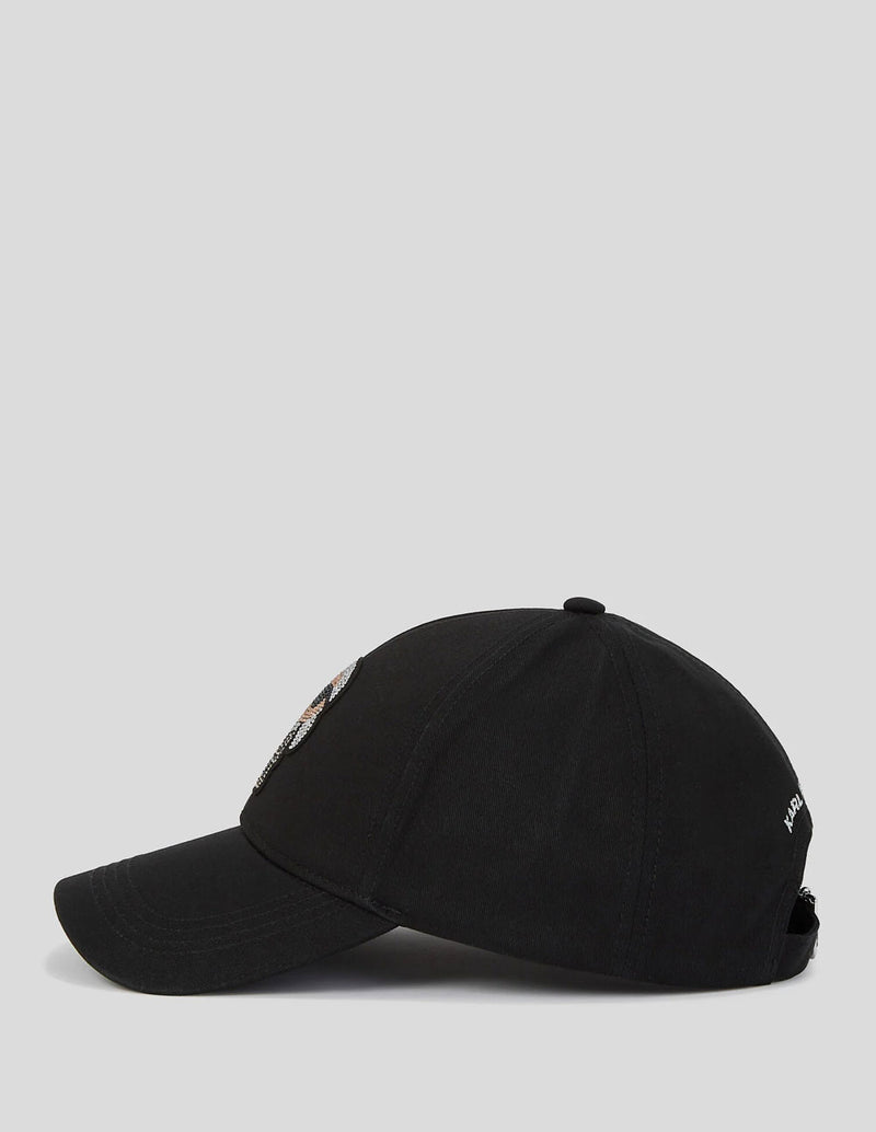 Gorra Karl Lagerfeld con Pedreria Ikon Negra Mujer