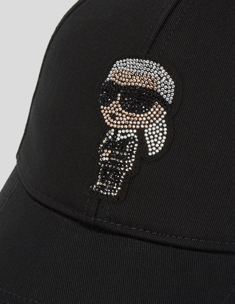 Gorra Karl Lagerfeld con Pedreria Ikon Negra Mujer