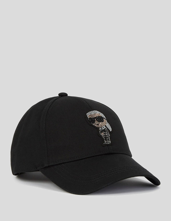 Gorra Karl Lagerfeld con Pedreria Ikon Negra Mujer