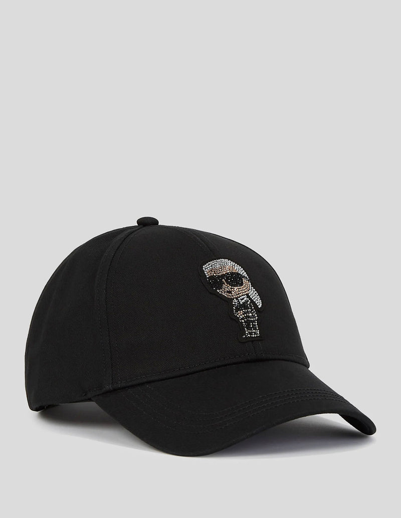Gorra Karl Lagerfeld con Pedreria Ikon Negra Mujer