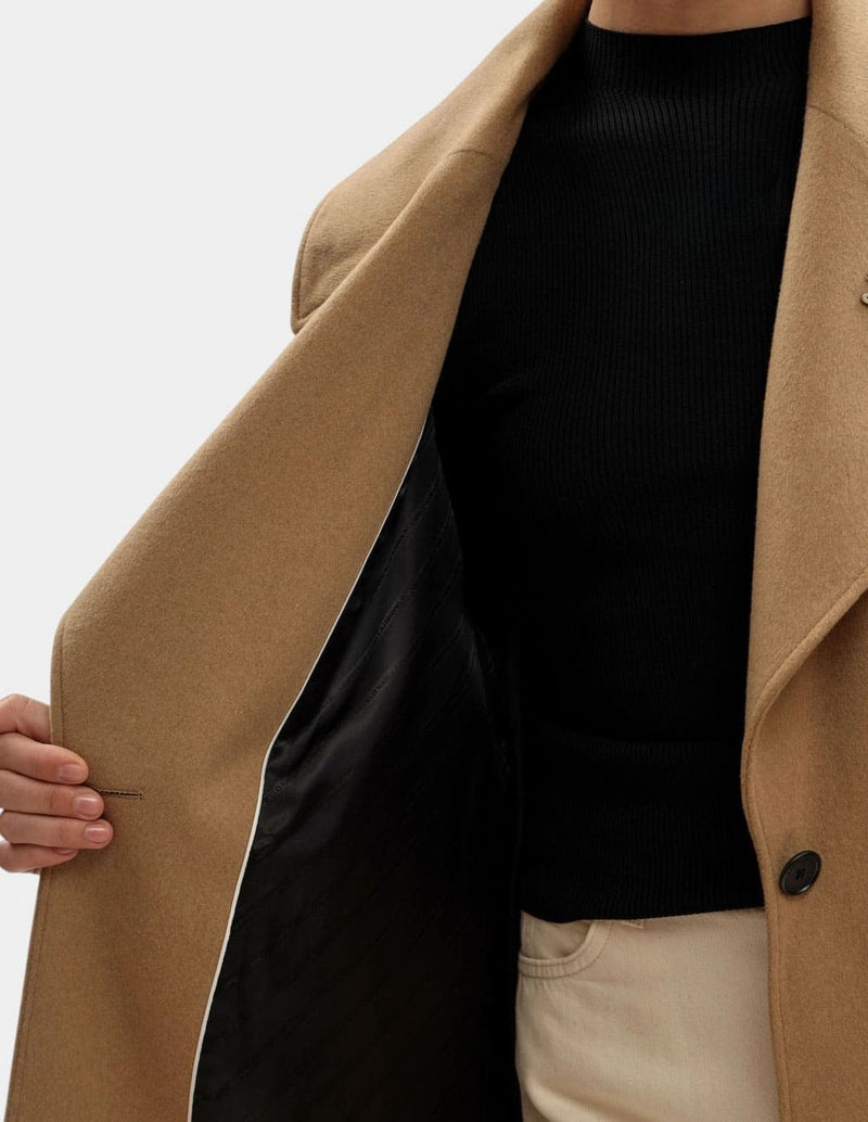 Abrigo Karl Lagerfeld de Lana Marrón Mujer