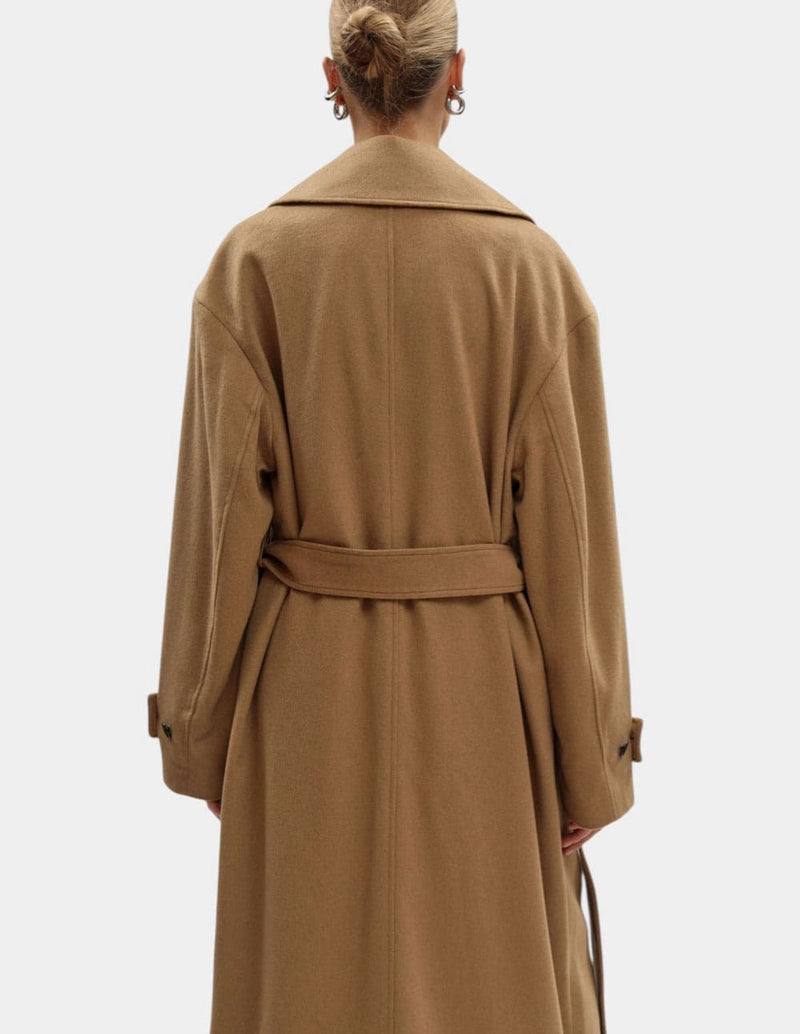 Abrigo Karl Lagerfeld de Lana Marrón Mujer