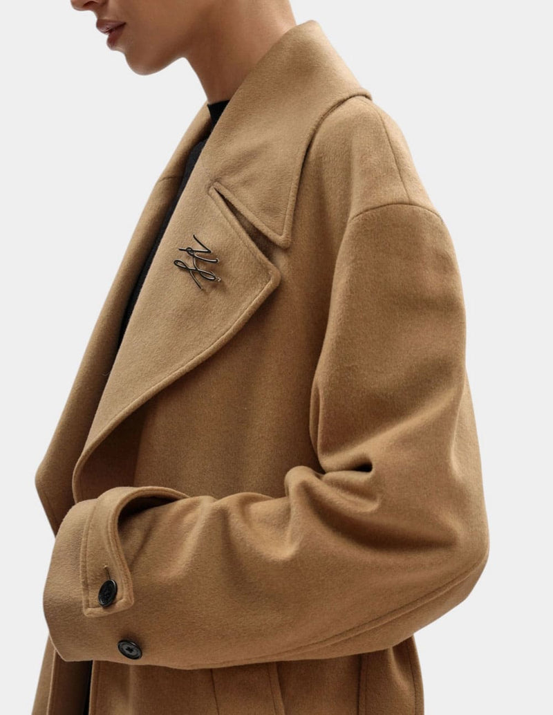 Abrigo Karl Lagerfeld de Lana Marrón Mujer