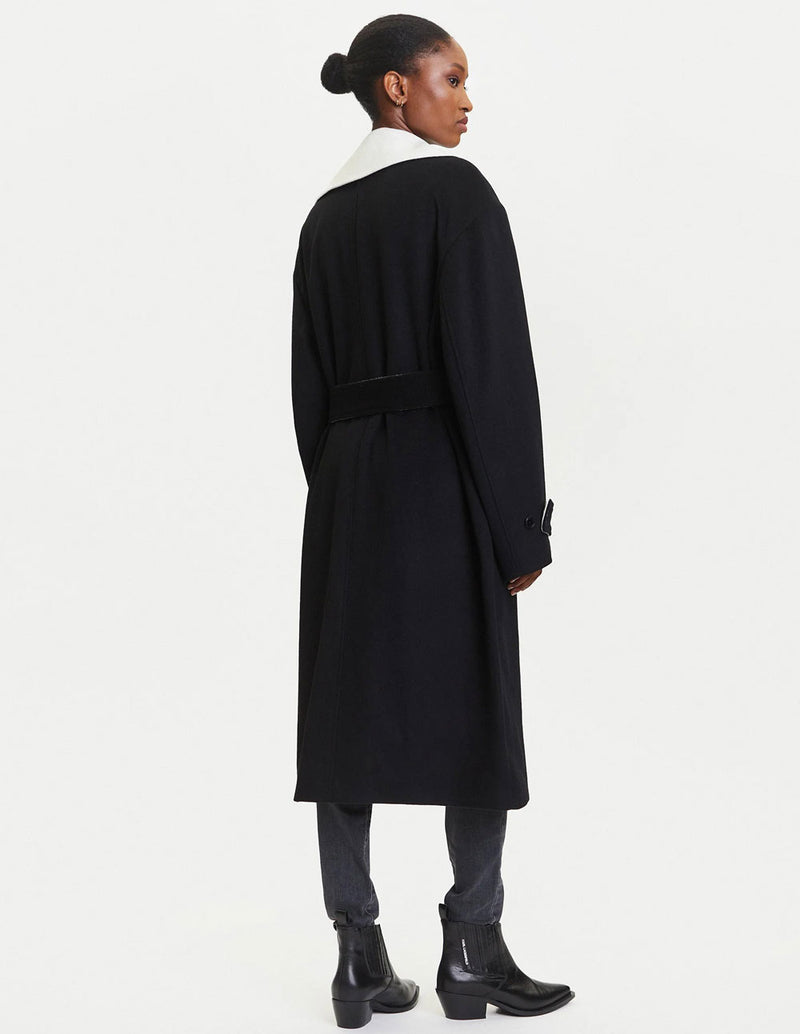 Abrigo Karl Lagerfeld de Lana Negro y Blanco Mujer