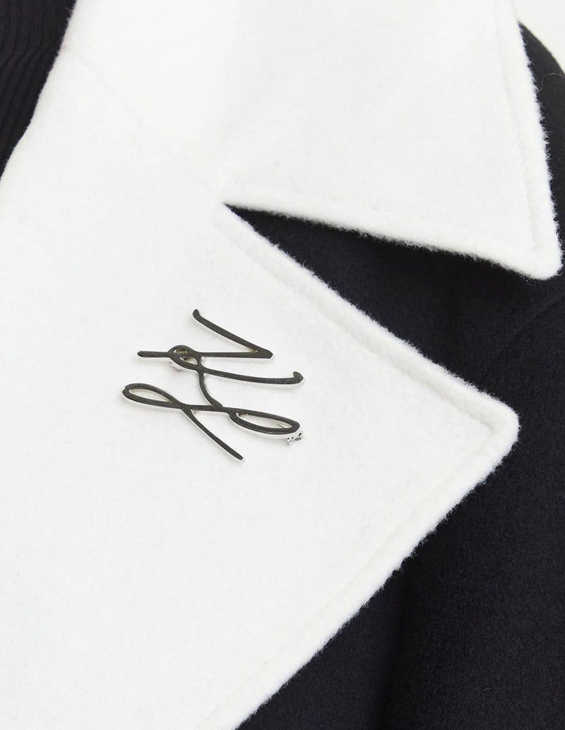 Abrigo Karl Lagerfeld de Lana Negro y Blanco Mujer