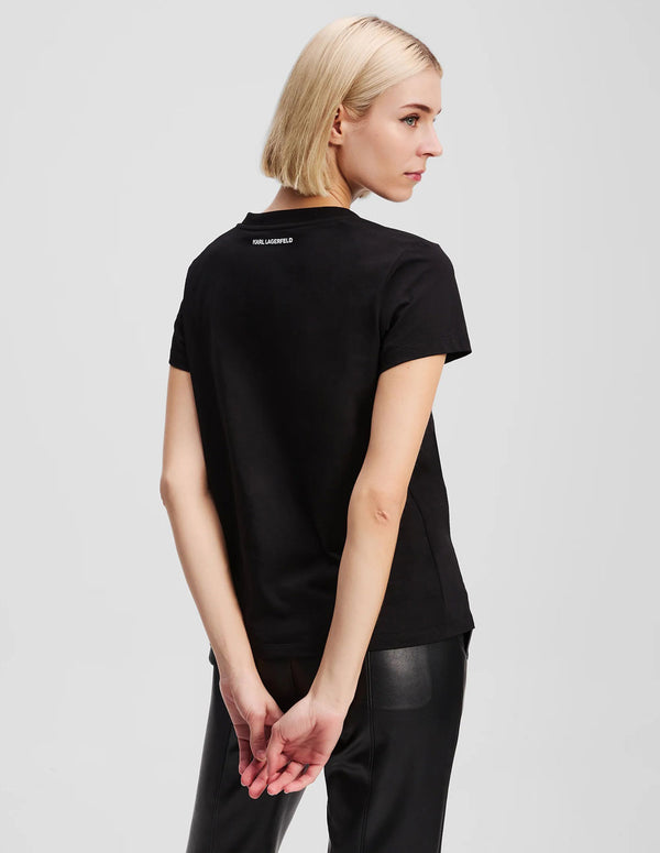 Camiseta Karl Lagerfeld con Pedreria Choupette Ikon Negra Mujer