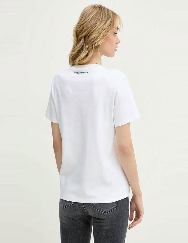 Camiseta Karl Lagerfeld Acuarela Karl y Choupette Blanca Mujer