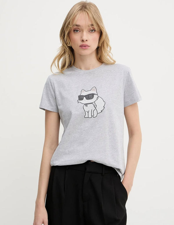 Camiseta Kartl Lagerfeld Ikon Gris Mujer