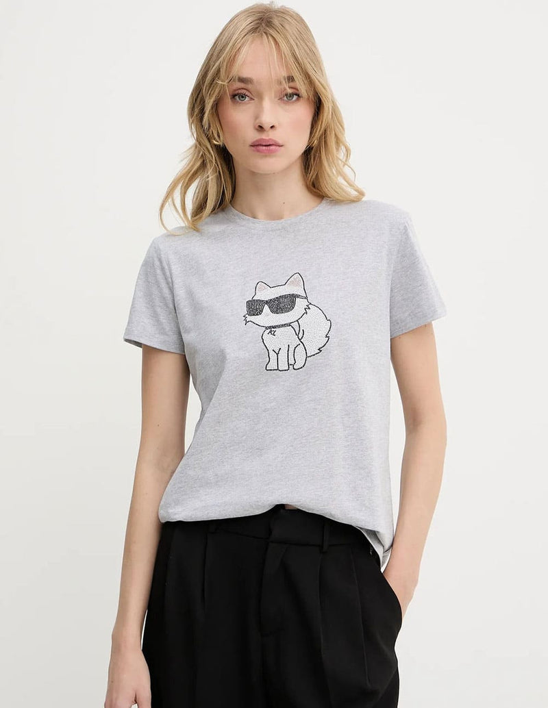 Camiseta Kartl Lagerfeld Ikon Gris Mujer