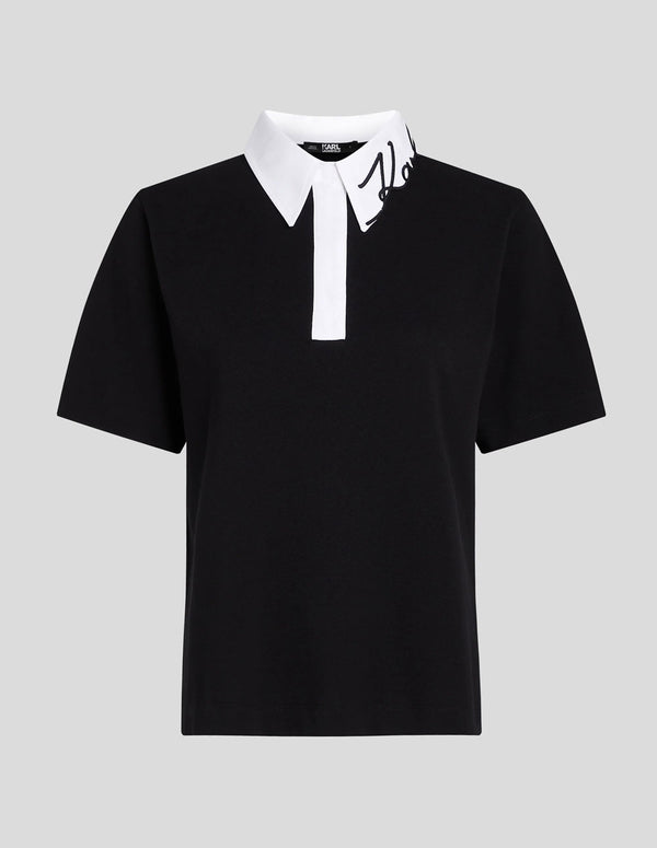 Polo Karl Lagerfeld Signature Negro Mujer