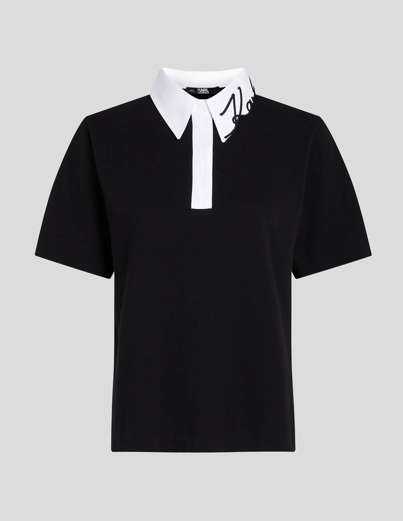 Polo Karl Lagerfeld Signature Negro Mujer