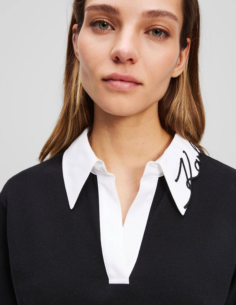 Polo Karl Lagerfeld Signature Negro Mujer