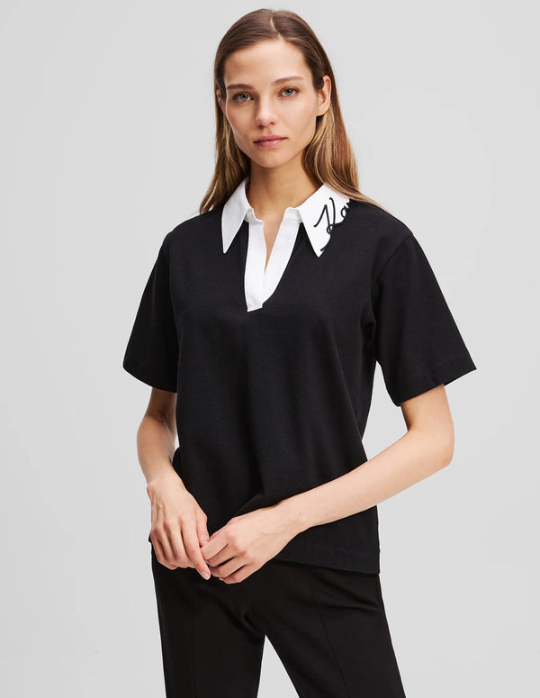 Polo Karl Lagerfeld Signature Negro Mujer