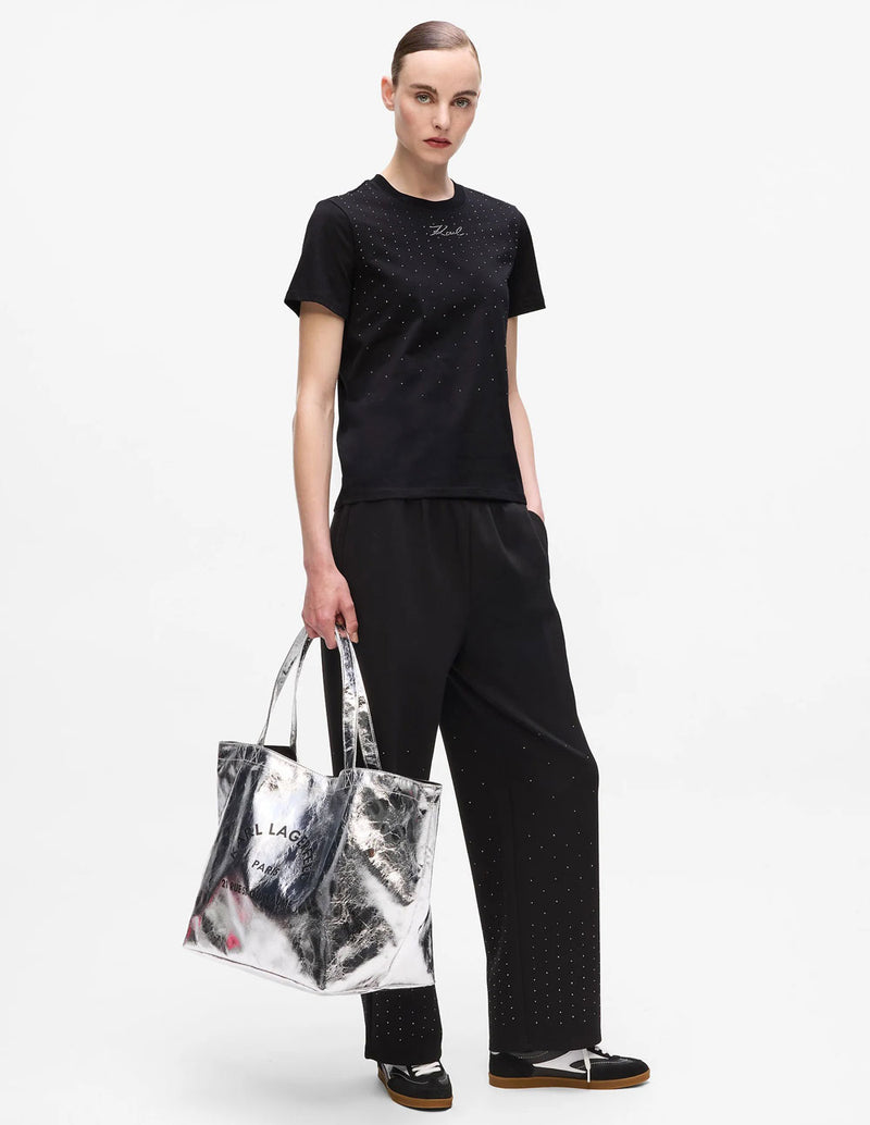 Camiseta Karl Lagerfeld con Pedreria Negra Mujer