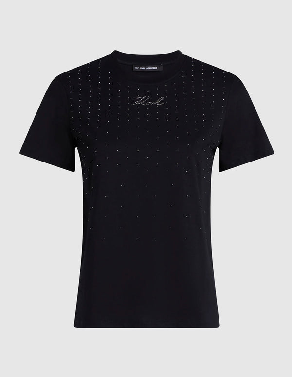 Camiseta Karl Lagerfeld con Pedreria Negra Mujer