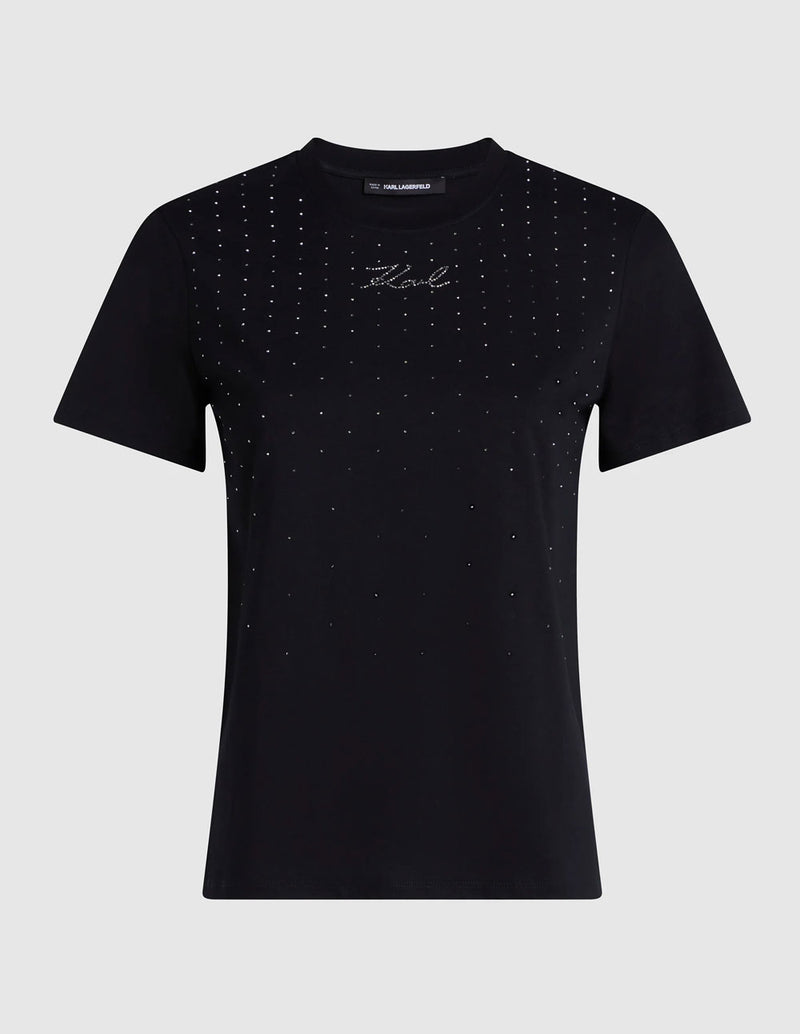 Camiseta Karl Lagerfeld con Pedreria Negra Mujer