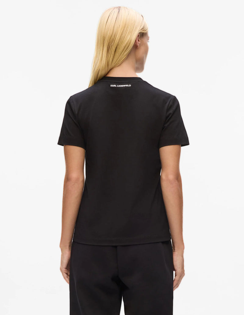 Camiseta Karl Lagerfeld  con Pedreria Ikon Negra Mujer