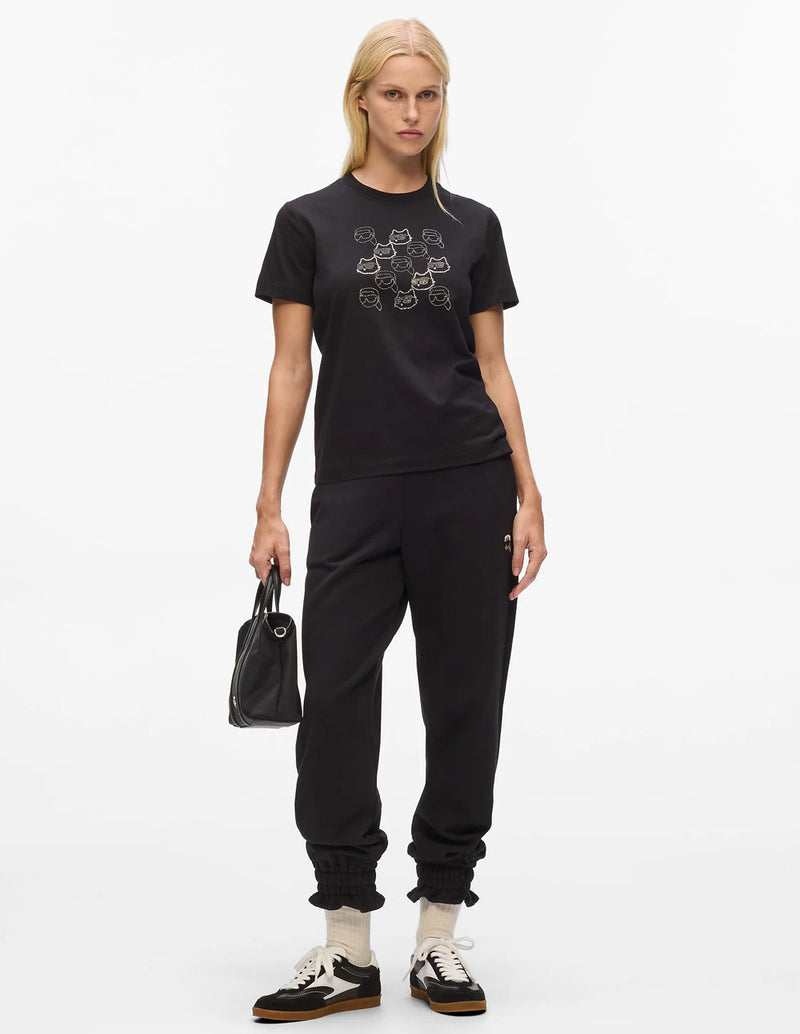 Camiseta Karl Lagerfeld  con Pedreria Ikon Negra Mujer