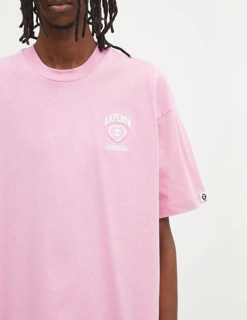Camiseta AAPE BY A BATHING APE Heart Rosa Hombre