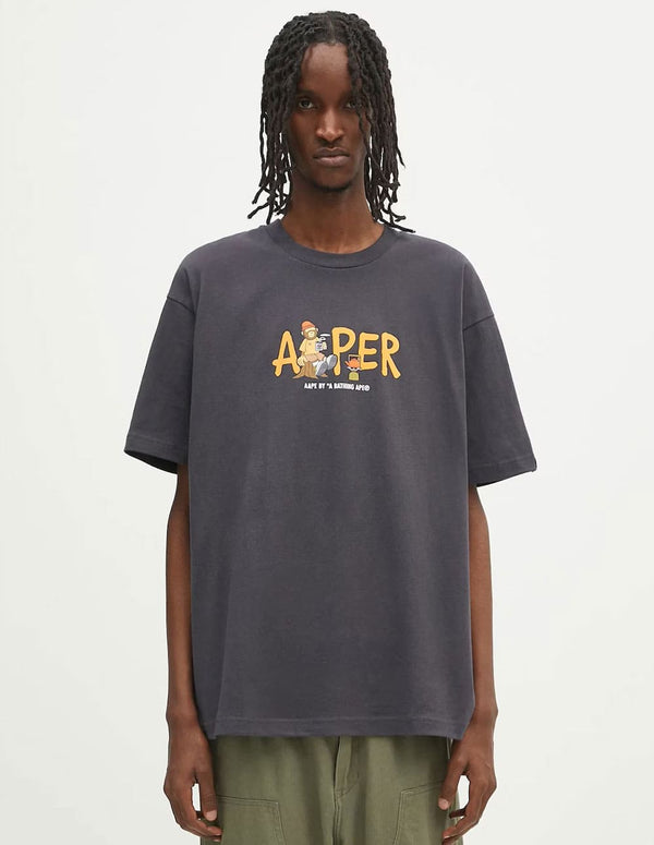 Camiseta AAPE BY A BATHING APE Moonface Theme Gris Hombre