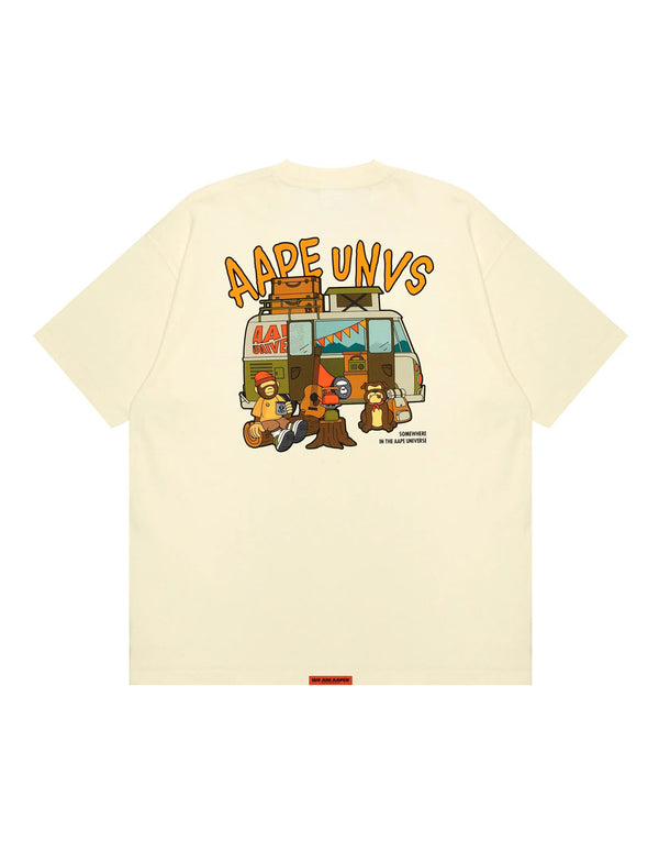 Camiseta AAPE BY A BATHING APE Moonface Theme Beige Hombre