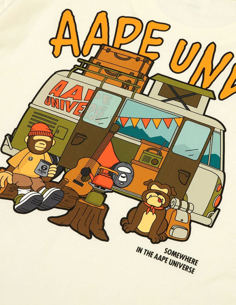 Camiseta AAPE BY A BATHING APE Moonface Theme Beige Hombre