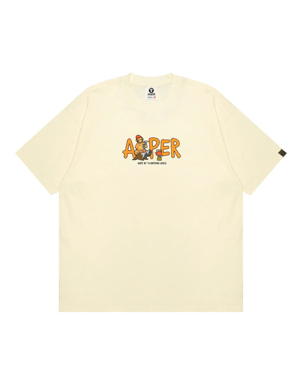 Camiseta AAPE BY A BATHING APE Moonface Theme Beige Hombre