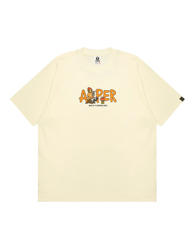 Camiseta AAPE BY A BATHING APE Moonface Theme Beige Hombre