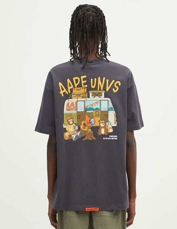 Camiseta AAPE BY A BATHING APE Moonface Theme Gris Hombre