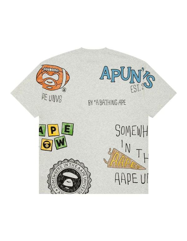 Camiseta AAPE BY A BATHING APE Multi Logo Print Gris Hombre