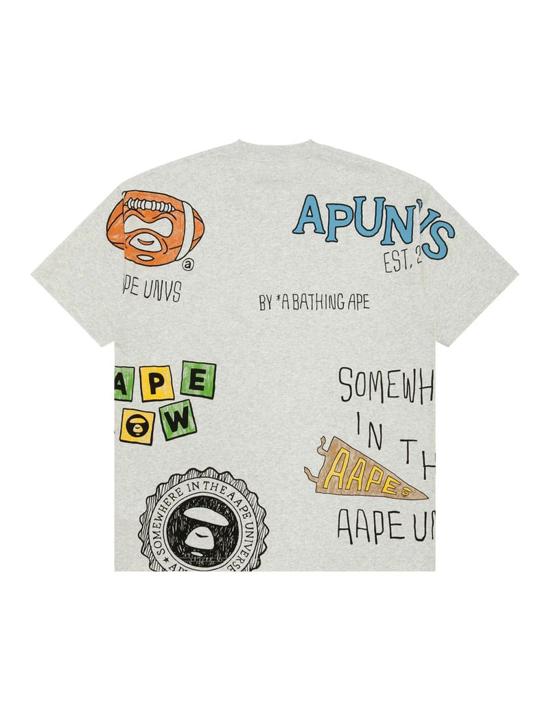Camiseta AAPE BY A BATHING APE Multi Logo Print Gris Hombre