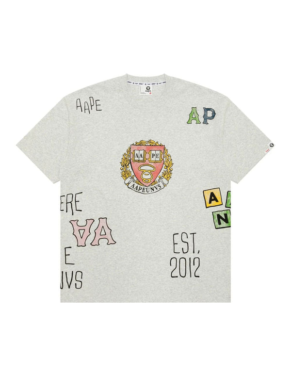Camiseta AAPE BY A BATHING APE Multi Logo Print Gris Hombre