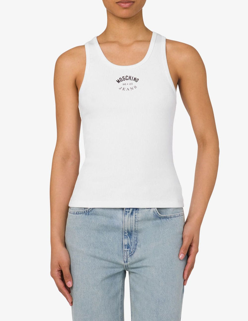 Camiseta Moschino de Tirantes con Logo Blanca Mujer