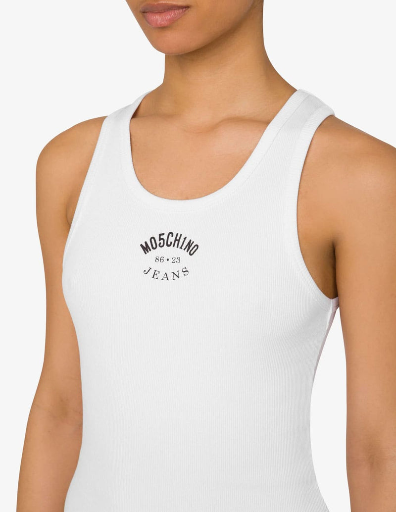 Camiseta Moschino de Tirantes con Logo Blanca Mujer