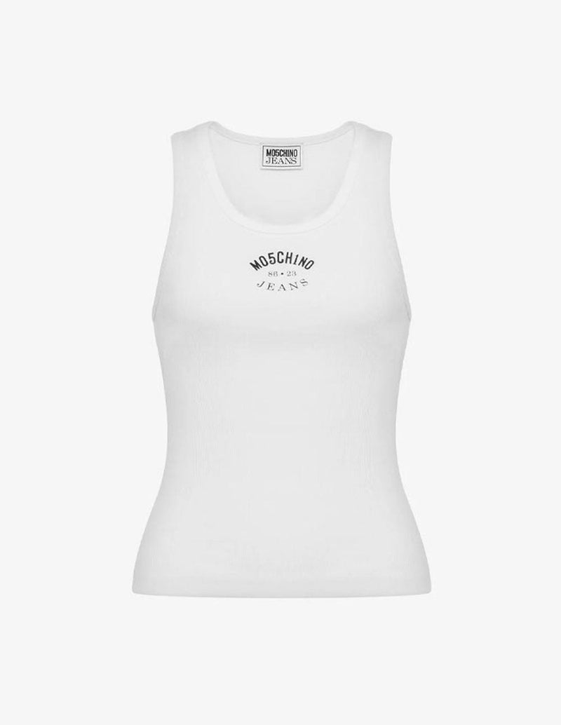 Camiseta Moschino de Tirantes con Logo Blanca Mujer