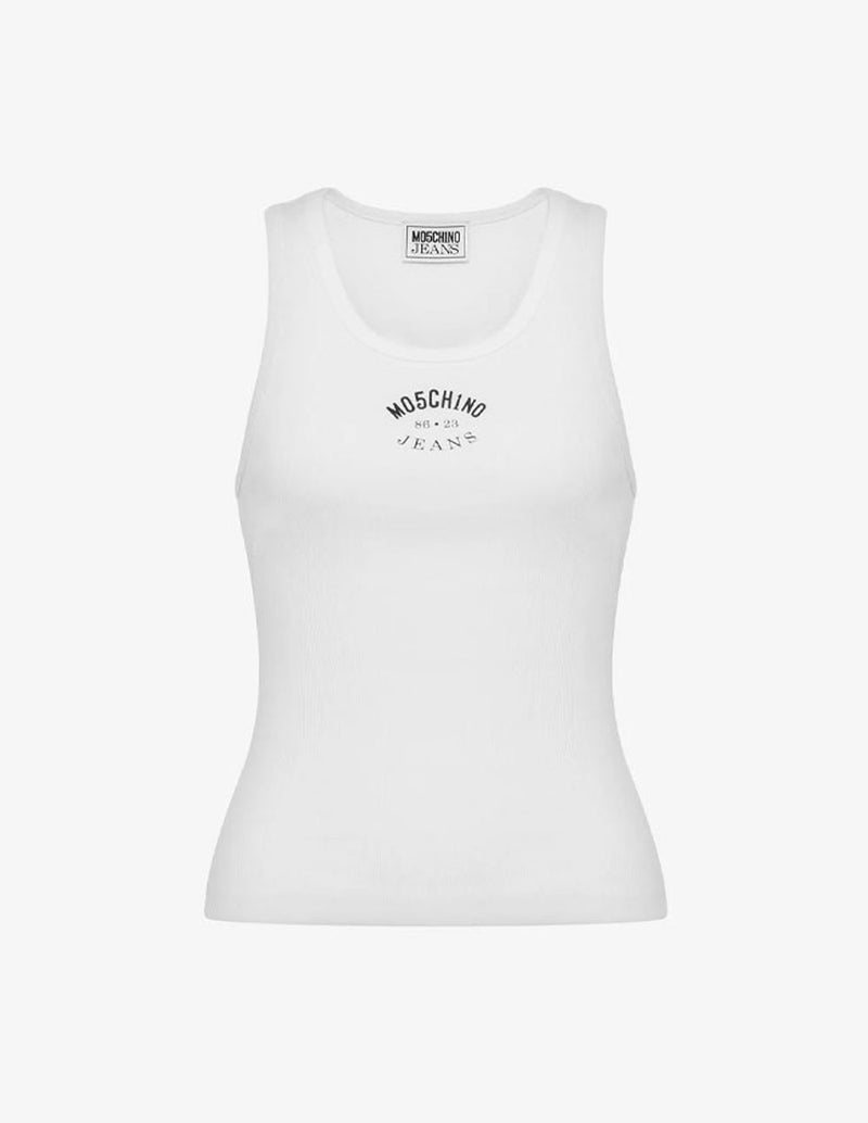 Camiseta Moschino de Tirantes con Logo Blanca Mujer